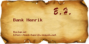 Bank Henrik névjegykártya