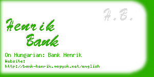 henrik bank business card